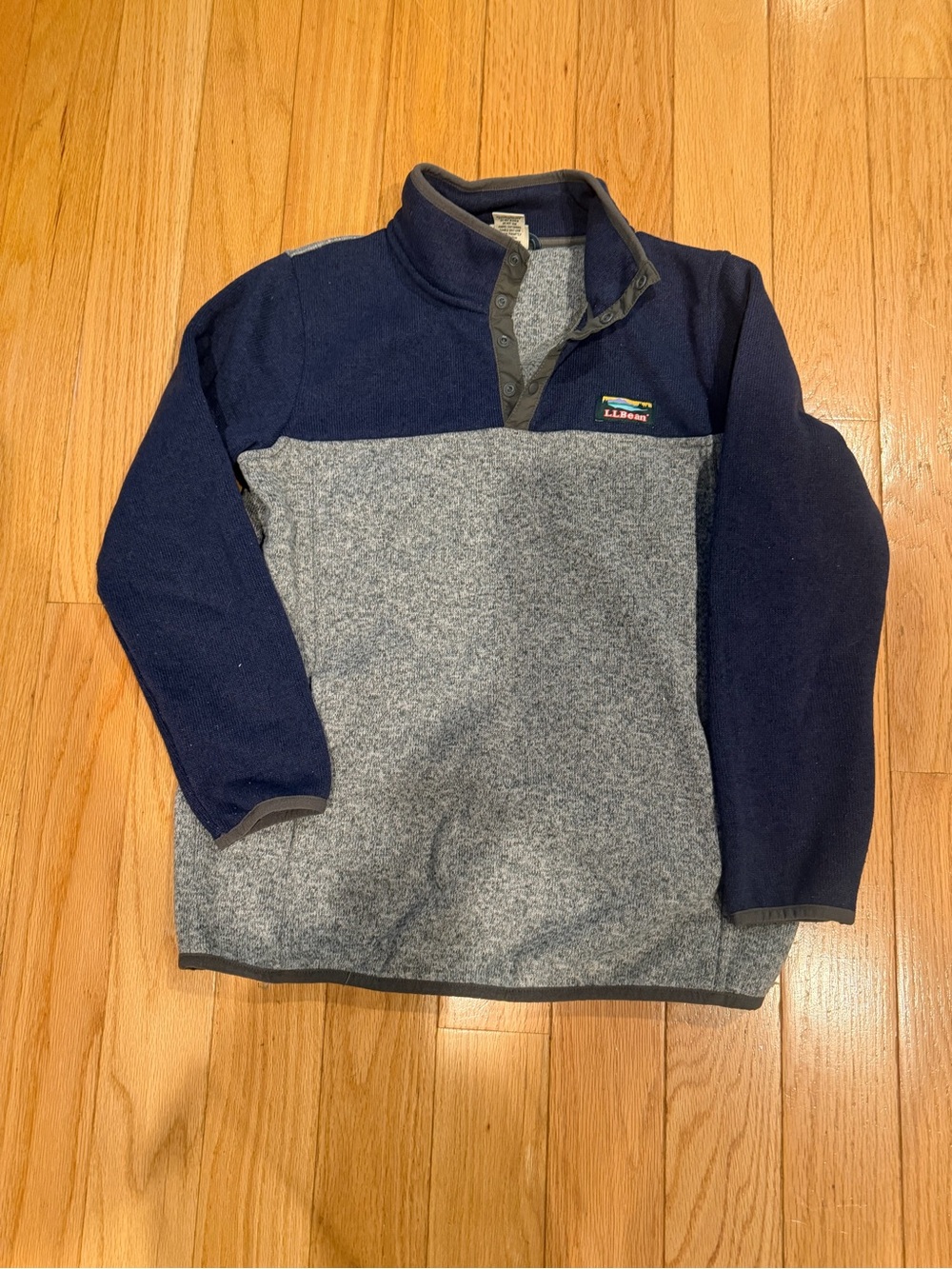 L.L. Bean Men’s Navy and Heather Gray Zip-Up Fleece Pullover